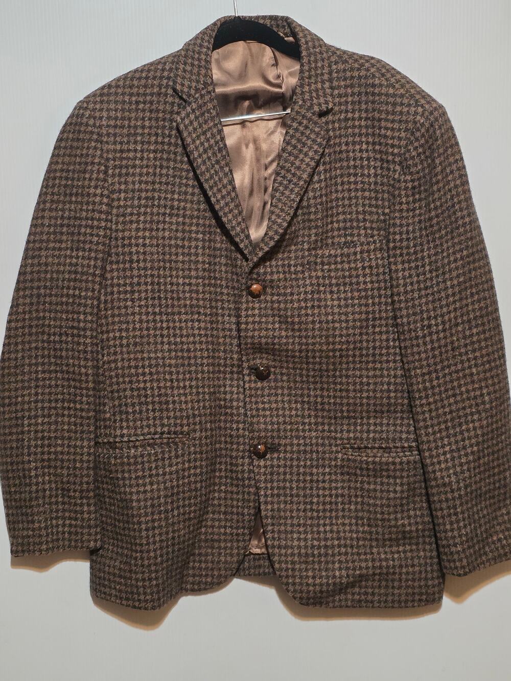 VTG Harris Tweed Alexandre London Wool Blazer 40R Houndstooth Sport Coat Jacket